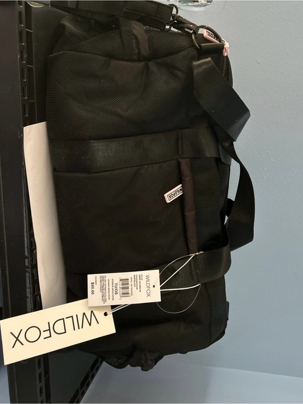 Wildfox Black Men's Duffel Bag with Shoulder Strap
